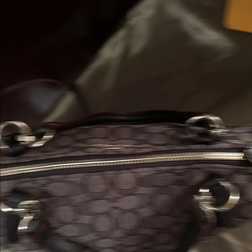 Coach small Kelsey satchel signature jacquard canvas with black leather trim - Picture 10 of 14